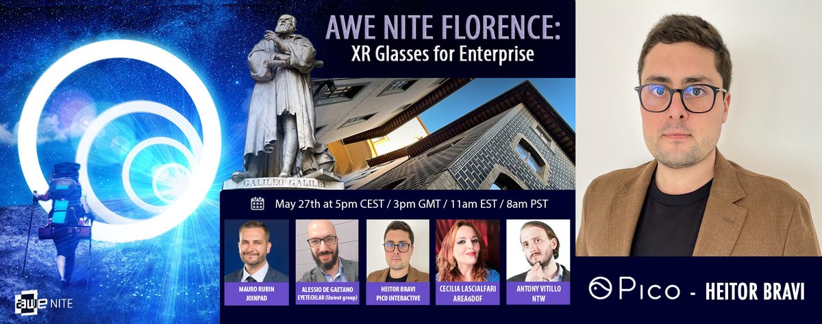 Cecy6Dof's tweet photo. Heitor BRAVI, Sales and Partnerships Director for Southern Europe and Latam, at #PicoInteractive on 27th May at 5 pm (CEST), will partecipate at AWE Nite Florence "XR Glasses for Enterprise" and will present “Enterprise VR ROI – Data is King”
Sign up: https://t.co/r8ekMei3DT https://t.co/Lqtgs1Jyi1