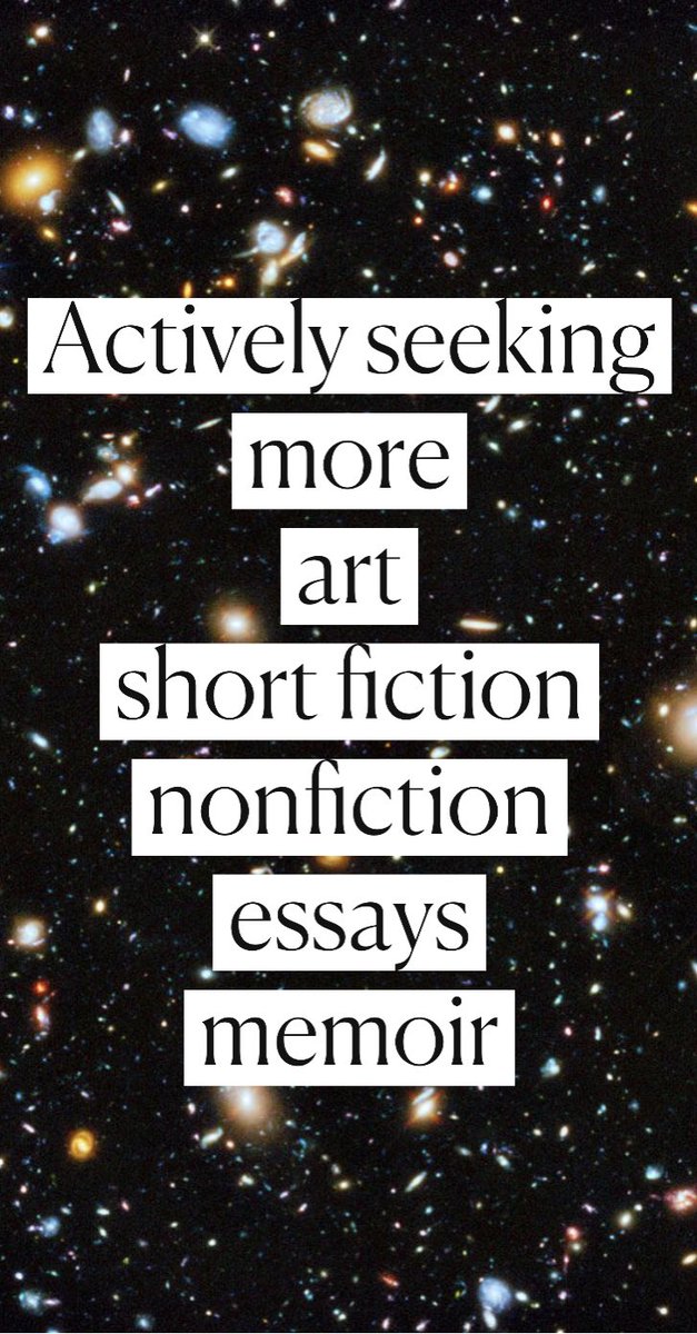 pareidolialit's tweet image. It's so fantastic to take a peek in our inbox and see new subs waiting for us to intake! Subs for the 🪐Summerlude 2021: Cosmos issue are closing in just under a week—so NOW IS YOUR CHANCE!
pareidolialiterary.com/summerlude-202…