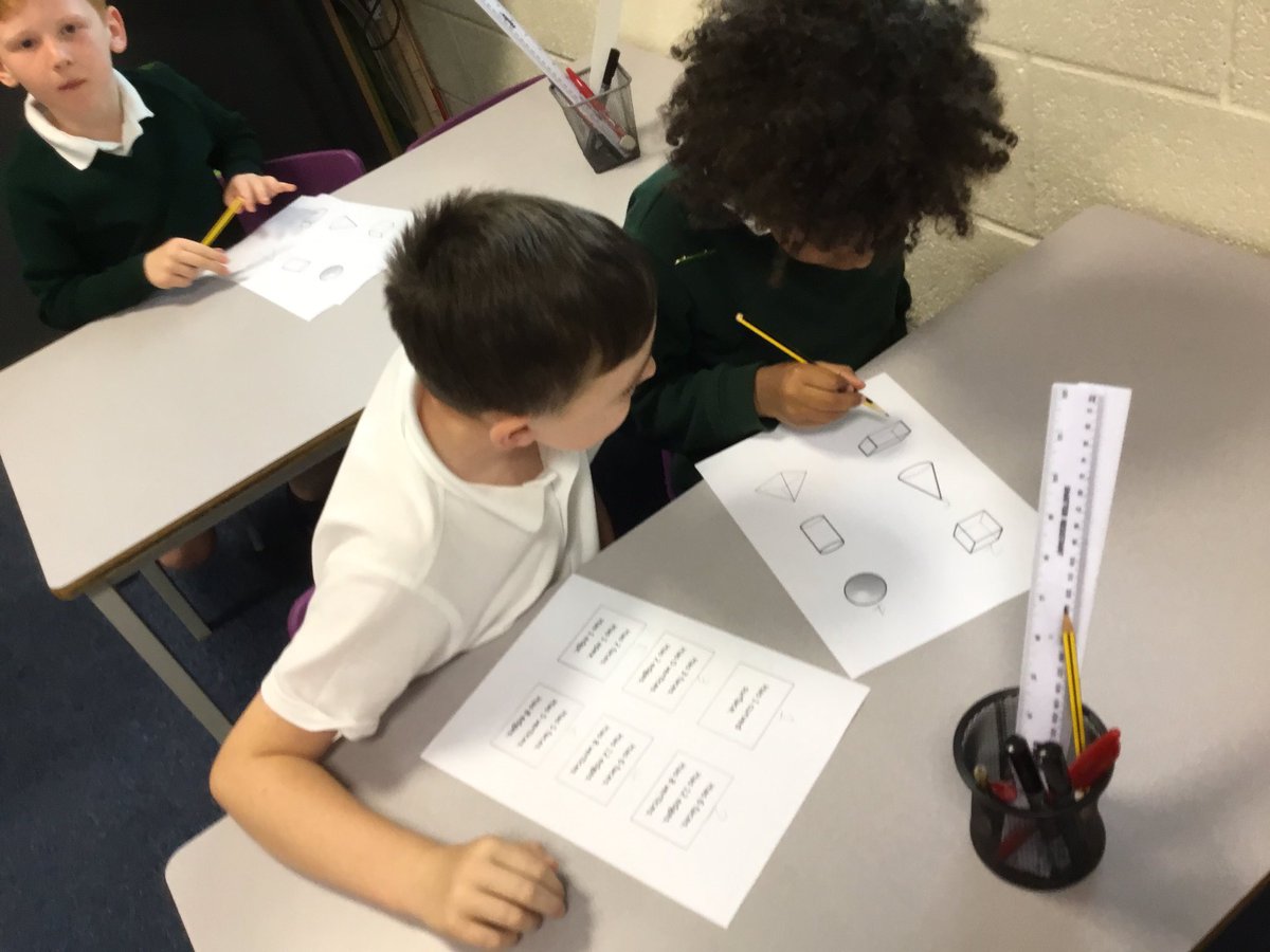 We working in talk partners and used mathematical vocabulary to identify the properties of 3D shapes. <a href="/hgprimary/">Heygreen Primary</a>