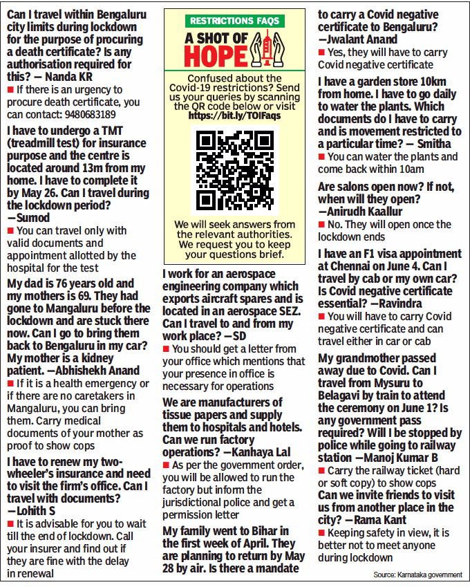 TOIBengaluru's tweet photo. During these tough times, we’re here to help you stay informed. Send us your queries by visiting https://t.co/Q7zx8e8zt1 and we’ll get these answered by the concerned authorities
Select answers will be published everyday in the TOI paper!
#covidfaqs #Covid19FAQs #RestrictionsFAQs https://t.co/hXDu62ycXz