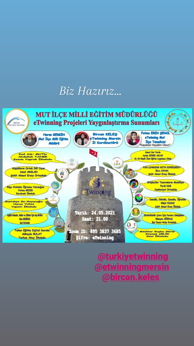 #eTwinning Kazandırır diyoruz ve sizleri Mut İlçe Milli Eğitim Müdürlüğü eTwinning Projeleri Yaygınlaştırma Sunumlarına Davet Ediyoruz.