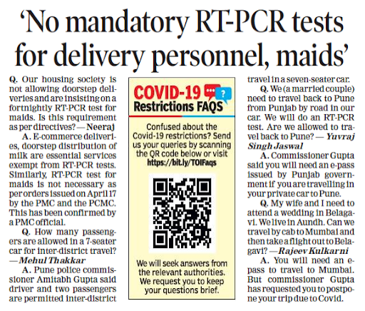 TOIPune's tweet photo. During these tough times, we’re here to help you stay informed. Send us your queries by visiting https://t.co/qp5FA8ABGx and we’ll get these answered by the concerned authorities Select answers will be published everyday in the TOI paper! #covidfaqs #Covid19FAQs #RestrictionsFAQs https://t.co/WfUVDW5lBm