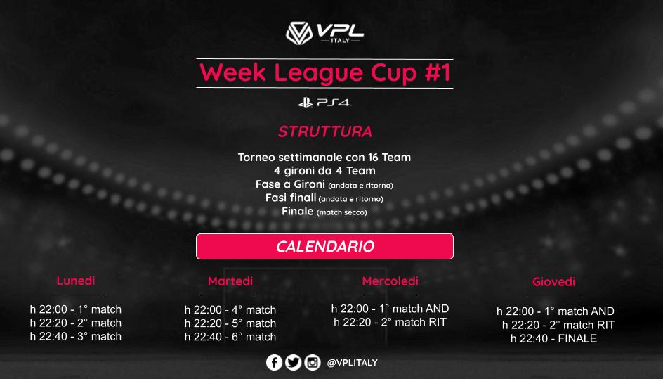 VPLItaly's tweet photo. [#PS4] Aperte le iscrizioni per la #WL1 
Dal 31 Maggio al 4 Giugno 

4 i team iscritti

Mancano 12 Team 

Matchday da Lunedi a Venerdi

Iscrizioni aperte a tutti i team!

Ulteriori dettagli:
https://t.co/p2cIUz60Pu

#virtualproleague #proclub #weekleague https://t.co/CsA1AIj5ZS