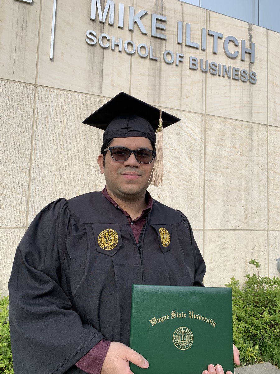 AshifulHoque2's tweet photo. As I reflect back on my formative years at Wayne State, I can proudly say that I am a Bachelor of Science graduate in Business Administration, from the Mike Ilitch School of Business at Wayne State University.#Classof2021 #career #college #business https://t.co/3t5x9X9JT9