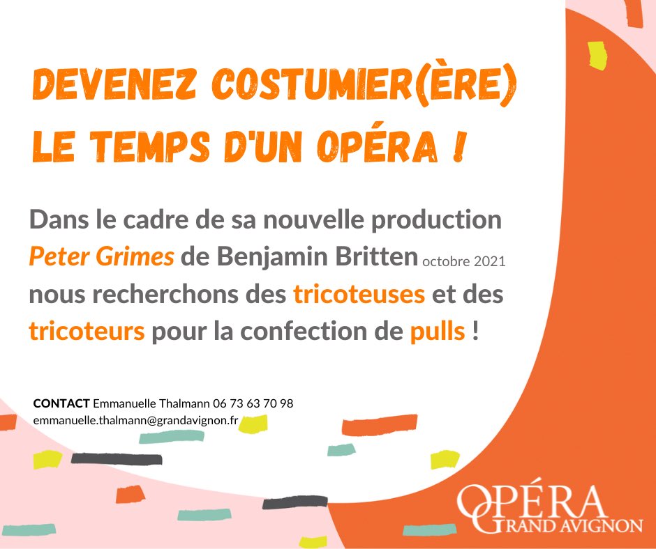 OperaAvignon's tweet image. A vos aiguilles à tricoter 🧶 
#petergrimes #britten #operagrandavignon #avignon #culture #costume #pull #tricot