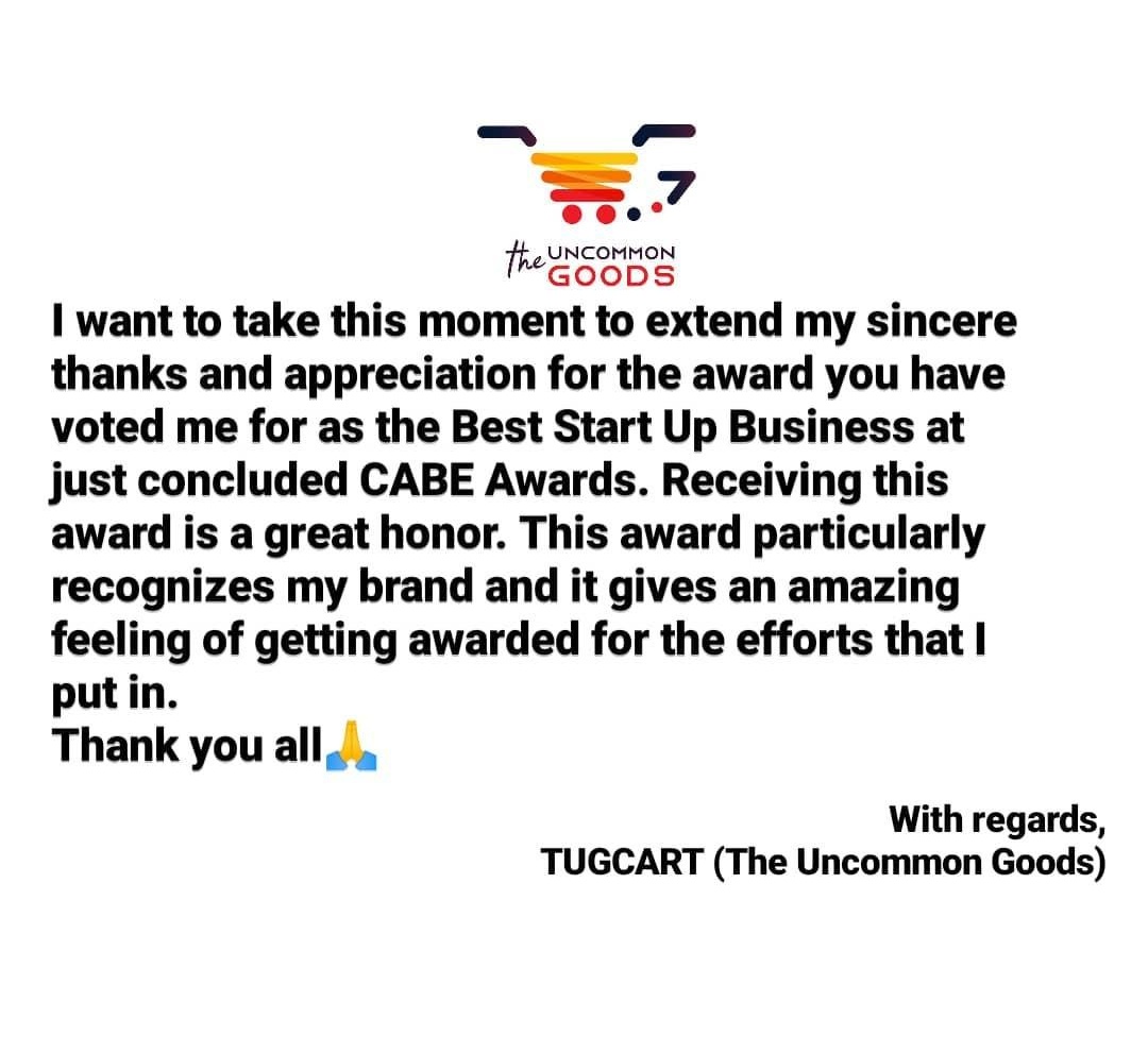 mr_khayode's tweet photo. Thank you 🙏🏼♥️ 
@Cabe_Awards 
#lautech #lautechblog  #lautechsnap 
#uncommongoods #tugcartshopping #tugcartshopping https://t.co/PGanCqBnNY