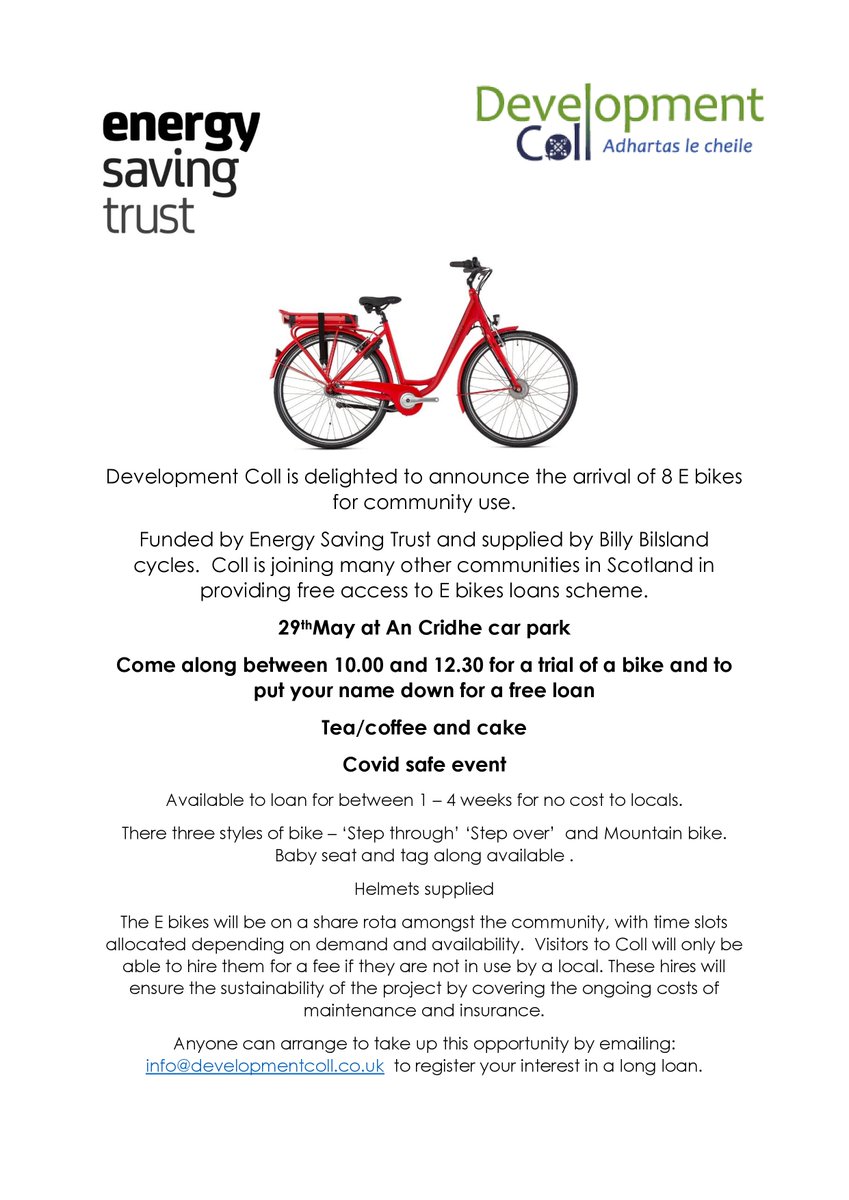 eBike open day for Coll residents - this weekend - mailchi.mp/7673fe696f5a/e…