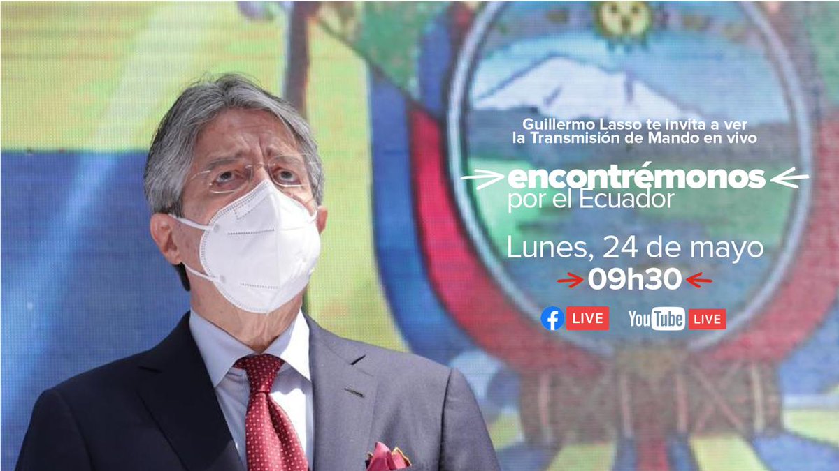 TRANSMISIÓN | Hoy, <a href="/LassoGuillermo/">Guillermo Lasso</a> es posesionado como Presidente Constitucional del Ecuador 🇪🇨, te invitamos a seguir la cobertura especial de investidura por:

📲 FACEBOOK bit.ly/3wnX6IW
 💻 YOUTUBE bit.ly/34bsuyj

#JuntosLoLogramos