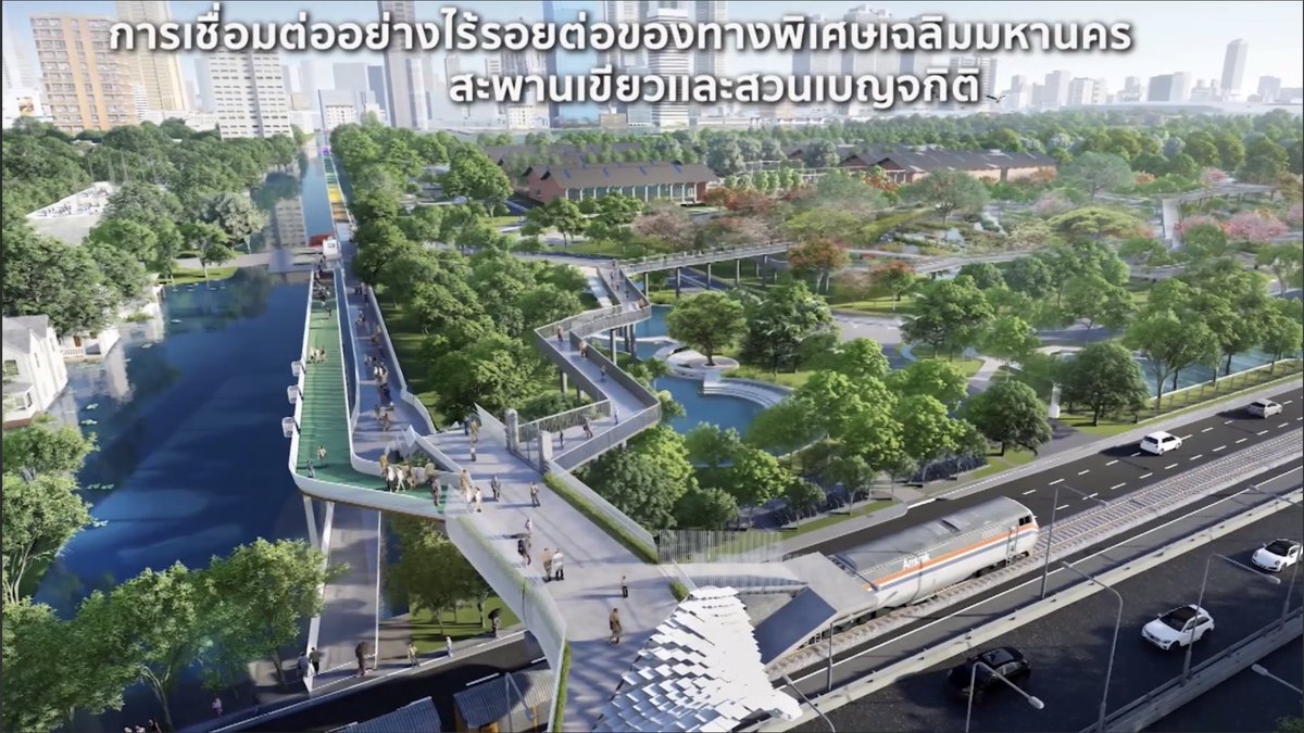RichardBarrow's tweet image. The PM today said that the first phase of the forest park extension at Benjakiti Park will be open to the public in August. There are also plans for an upgrade to the elevated path to Lumpini park making it a combined 320 acre mega park with a 10km bike &amp;amp; running track #Bangkok