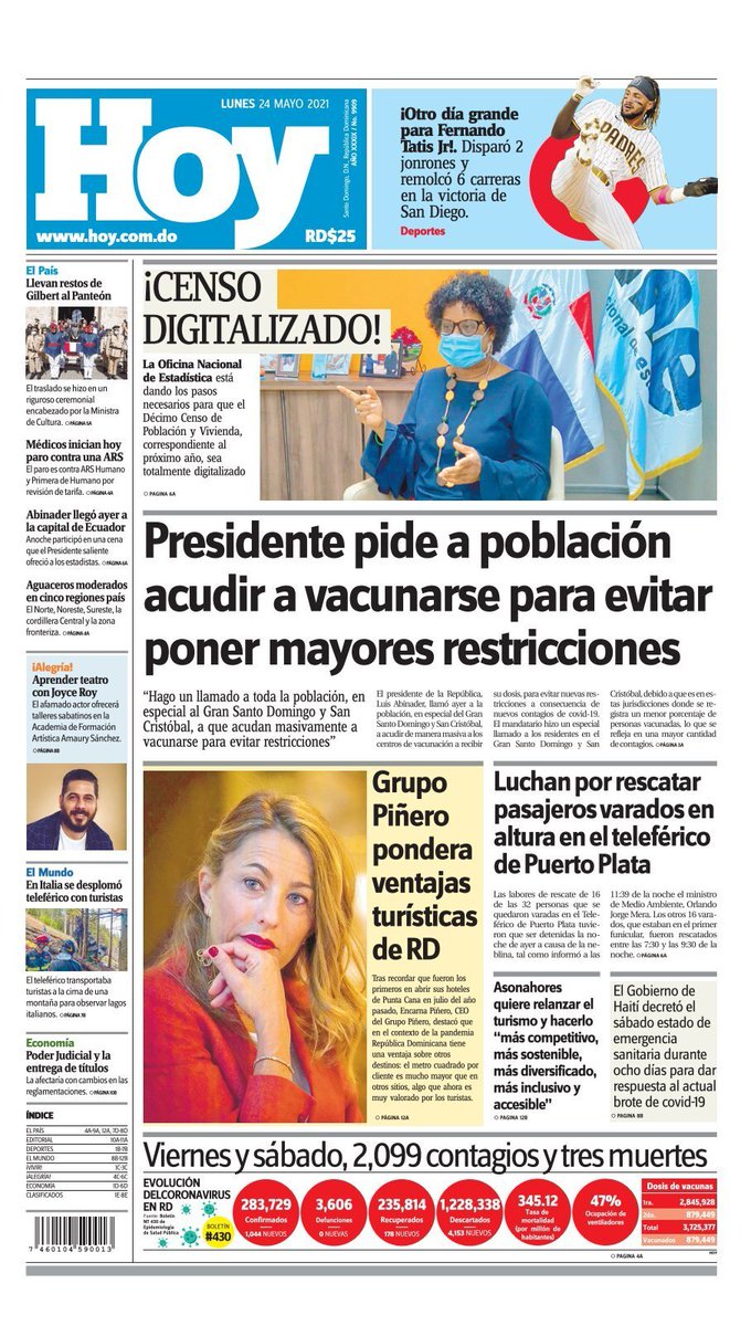 infomedios_rd's tweet photo. Grupo Piñero pondera ventajas turísticas en  RD. @PeriodicoHoy 
#PortadasRD
#FreePress
#MonitoreoDeMedios
#MonitoreoDeNoticias
#PrensaDominicana
#FelizLunes  #FelizLunesATodos https://t.co/mpn1l6RUH9