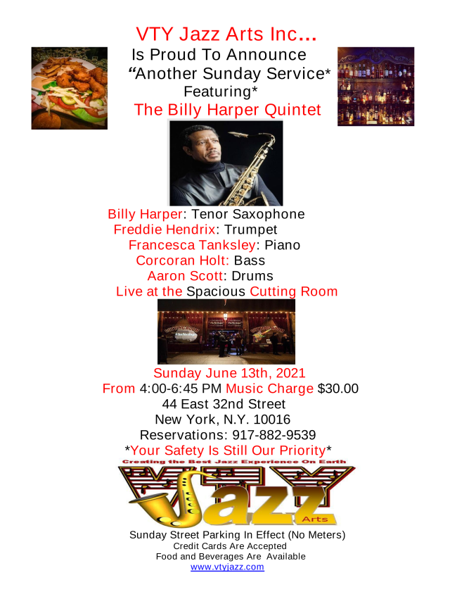 VTYJazz's tweet photo. Sunday June 13th, We're Live &amp; In Person Featuring The Billy Harper Quintet https://t.co/3dja7vVy39 https://t.co/Fawyq8li7a