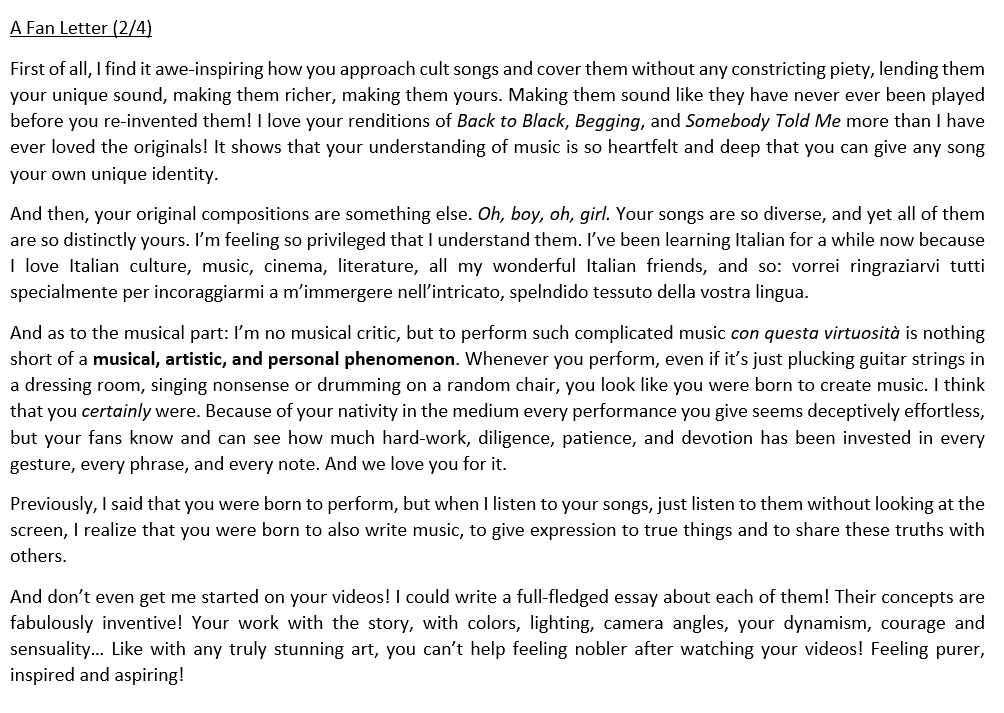 MforMajoress's tweet photo. @thisismaneskin
 Dear Måneskin, as soon as I heard about this fabricated drugs nonsense in the media, I felt the urge to sit myself down to write you a supportive fan letter. I hope that you will find some comfort in the voice of your loyal fan.❤ #maneskin https://t.co/i1xLgK2atB