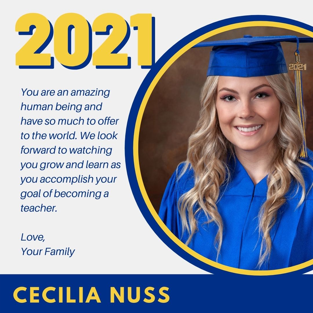 Ceci came to CSF in 2017. She has played Varsity softball, volleyball, &amp; soccer and has participated in the Int'l Studies Club. She's a member of Nat'l Honor Society and is excited to attend the University of Hawaii to study Elementary Ed and minor in Psychology. #csfclassof2021