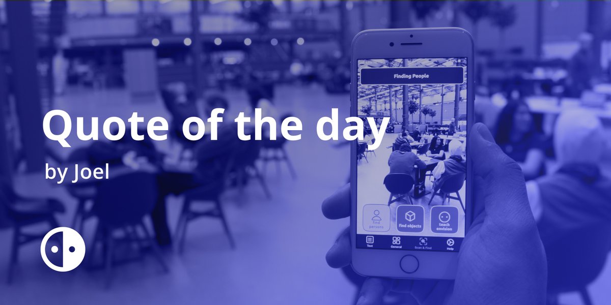 LetsEnvision's tweet photo. Joel says: "Loving this and looking forward to more. This has been my go-to app the last few weeks because of its accuracy in reading text." We love such Monday Mornings! #LetsEnvision #AppForTheBlind #a11y https://t.co/0nQjaTWb82