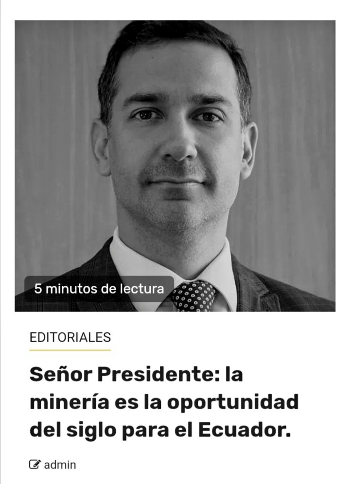 steviegamboa's tweet photo. Señor presidente @LassoGuillermo: la minería es la oportunidad del siglo para el Ecuador. 

Por eso permítame contarle una historia para aprender de lo positivo y no repetir los errores del pasado en el sector minero.

EDITORIAL 👇
https://t.co/iv4ptcxZyQ https://t.co/BZwGJC6vQP
