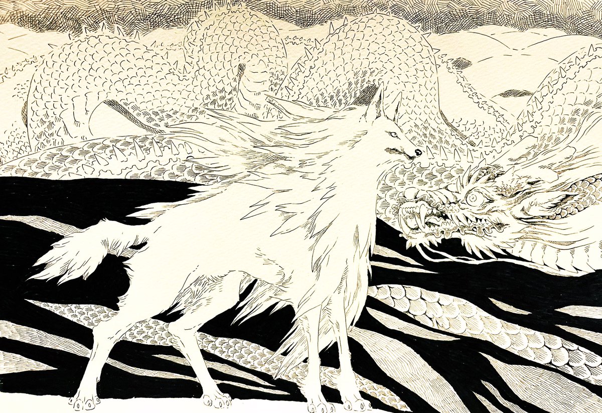 wolf no humans monochrome animal dragon claws traditional media  illustration images