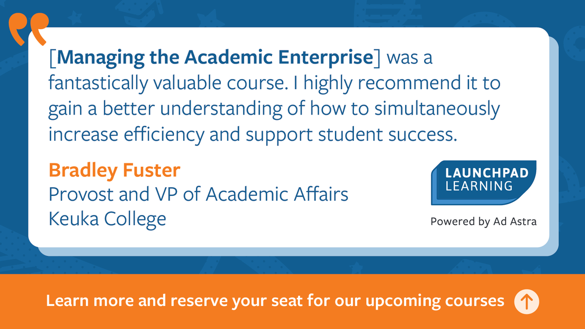 There are two opportunities to join the Managing the Academic Enterprise course this summer! See why Bradley Fuster at <a href="/KeukaCollege/">Keuka College</a> recommends it below, then find the summer course that's right for you here: hubs.ly/H0NSjCD0

#StudentSuccess #ProfessionalDevelopement