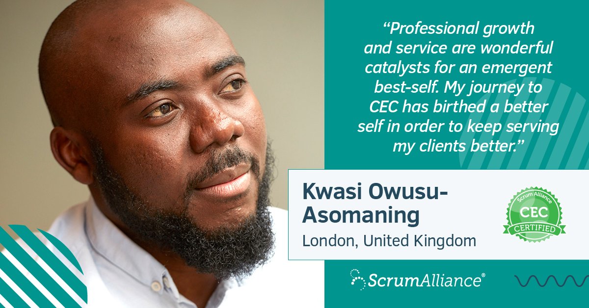 ScrumAlliance's tweet photo. @oakagility has discovered a better version of himself along the journey to CEC and looks forward to being a catalyst for others. Congratulations! #agilecoaching #coachingjourney https://t.co/rwjaemPf4S