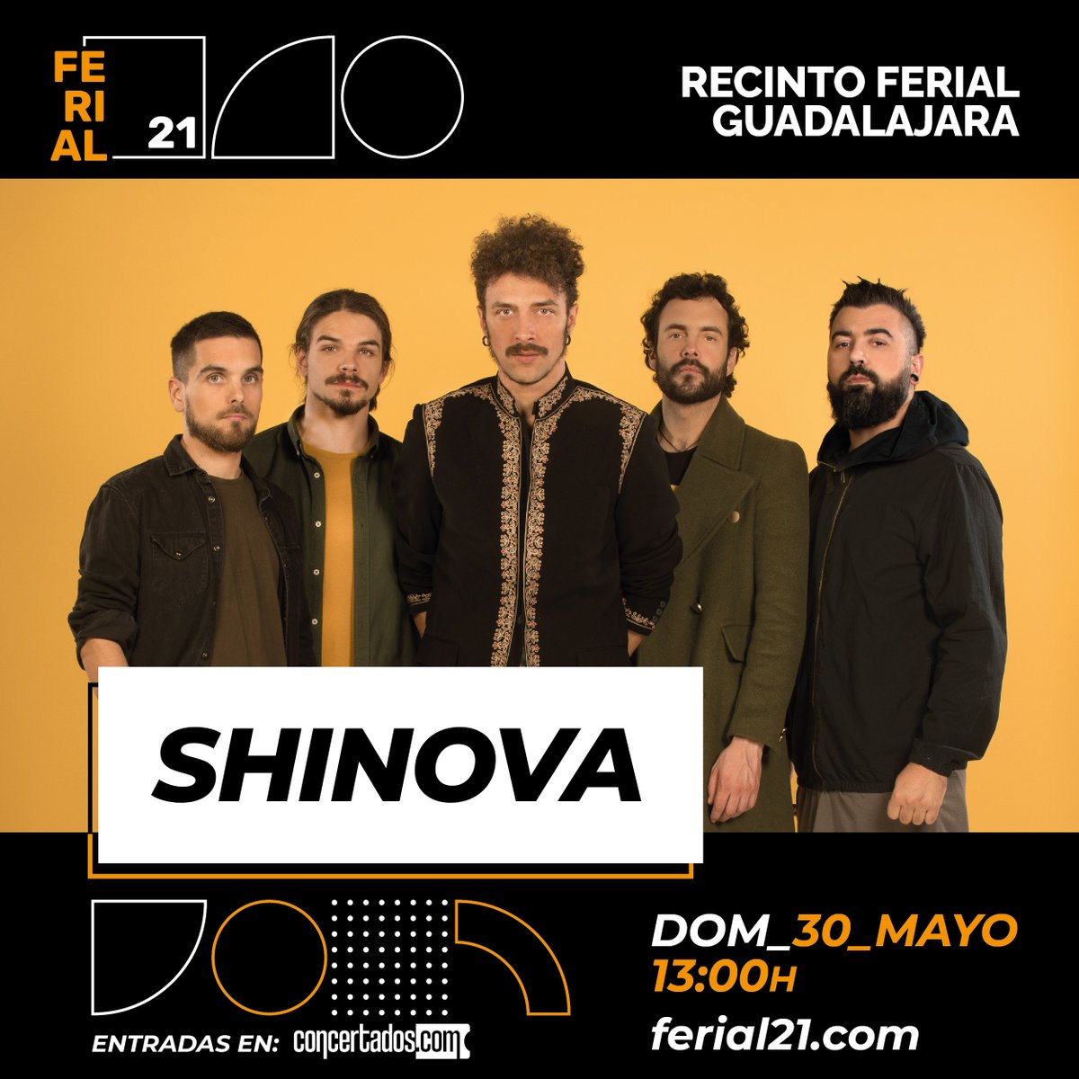 Nos apetece mucho la sesión vermú en <a href="/ferial21_guada/">Ferial_21</a> de este domingo 30 de mayo. A las 13:00h y al aire libre ☀️☀️ Quedan pocas entradas! 🎡 concertados.com/evento/shinova…