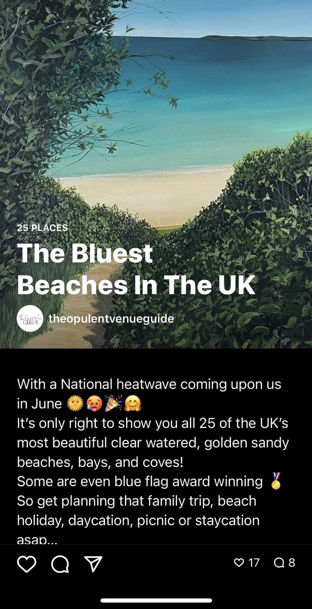 Hey lovelies, I have compiled a guide of 25 gorgeous beaches in the UK. 🏝👙☀️
Take a look, enjoy and let me know if you are intending on visiting any? #staycation #ukholiday #beachlife #ukstaycations #englishtourismweek #visitengland instagram.com/theopulentvenu…