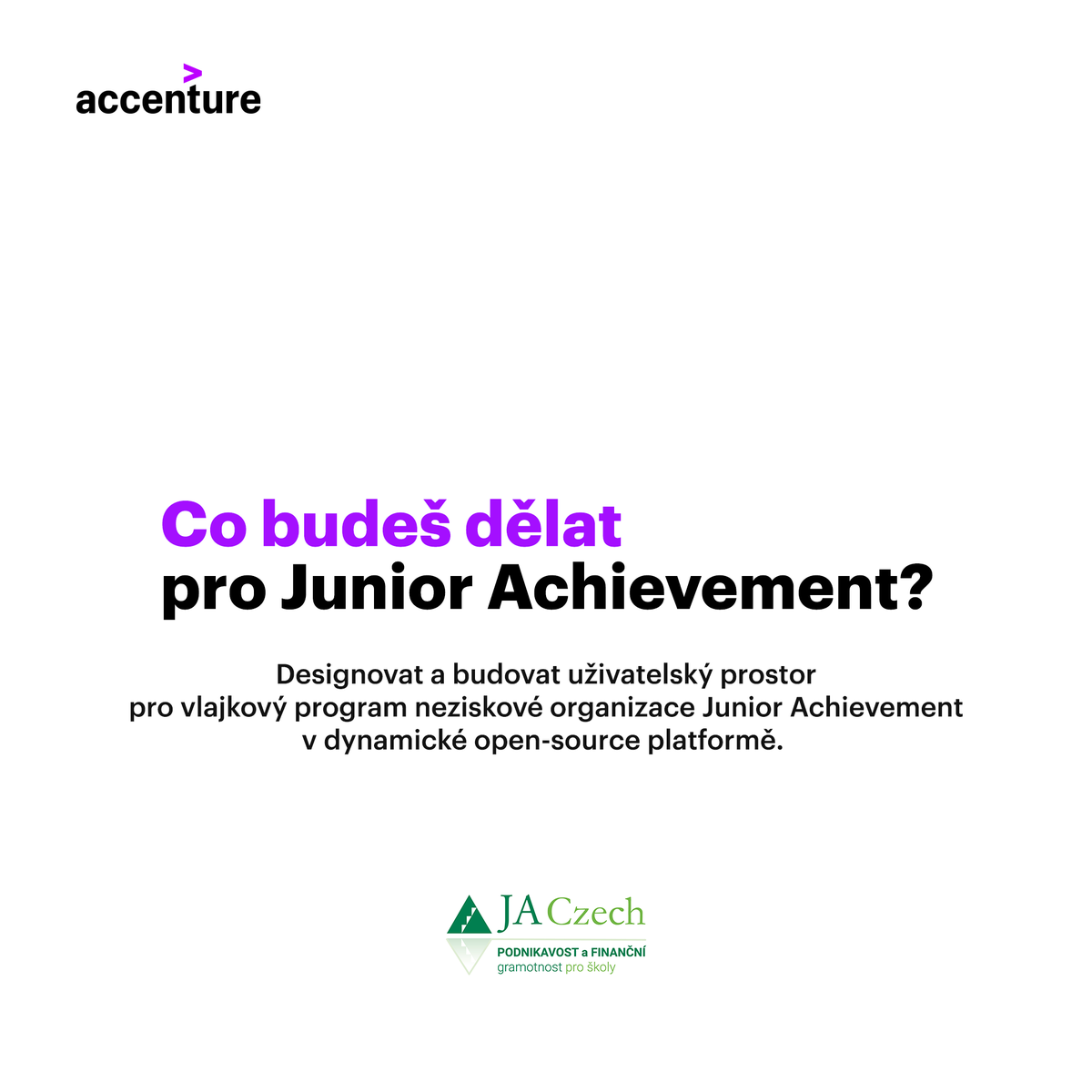 Další ročník Pro Bono Consultingu je tu! Pokud chceš své teoretické znalosti ověřit v praxi, a zároveň pomoci neziskovce #JuniorAchievement, je tahle letní stáž přesně pro tebe: zcu.io/ThR3
<a href="/accenture_cz/">Accenture ČR</a> 
#jaczech #EntreprenurialEducation #WorkReadiness