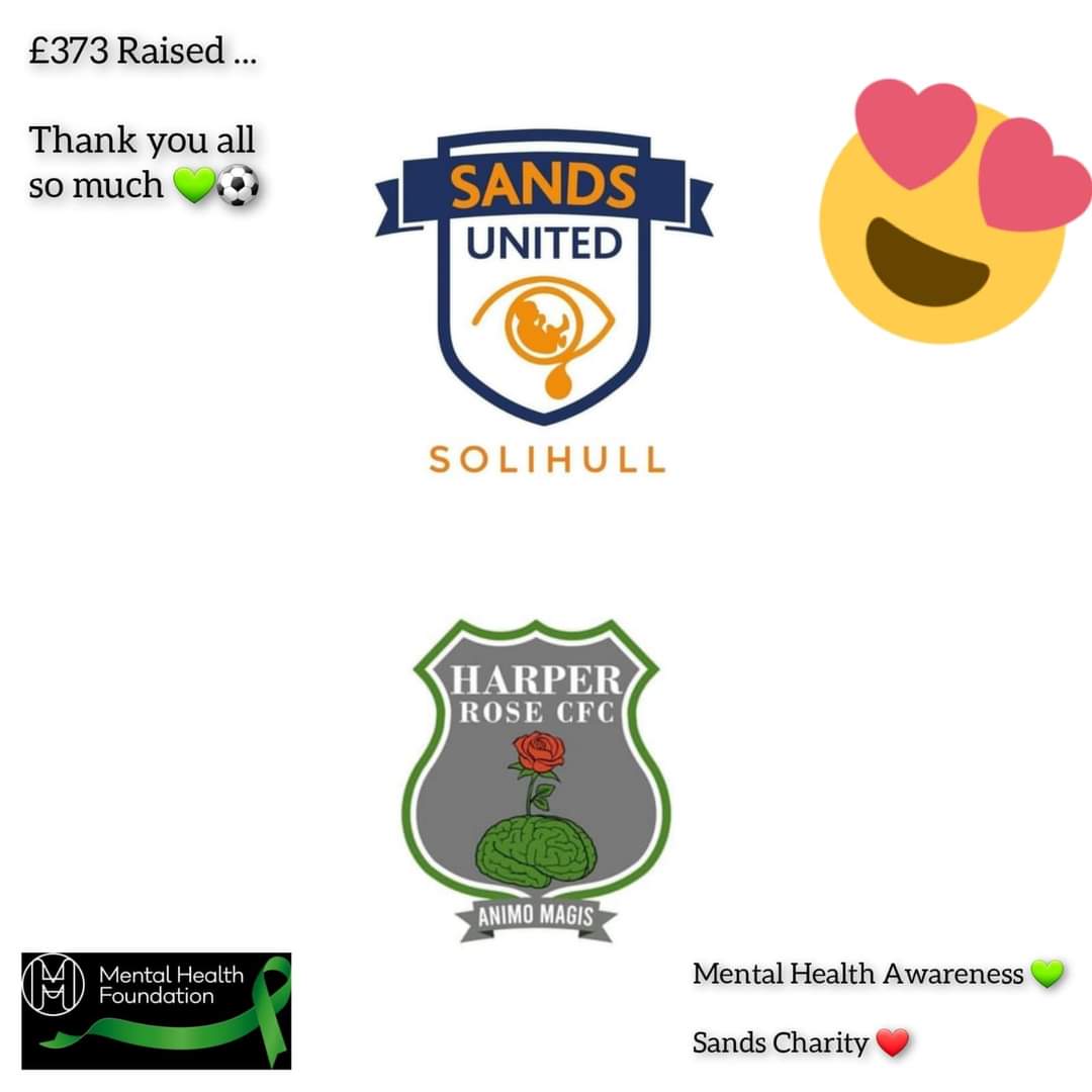 What an emotional occasion yesterday was, we loved every minute of it, the game was a fantastic one, as you can see we raised £373 which will be split between the 2 charities
Thank you so much @Sufcsolihull and everyone that was involved 

#mentalhealthfoundation 
#sandscharity