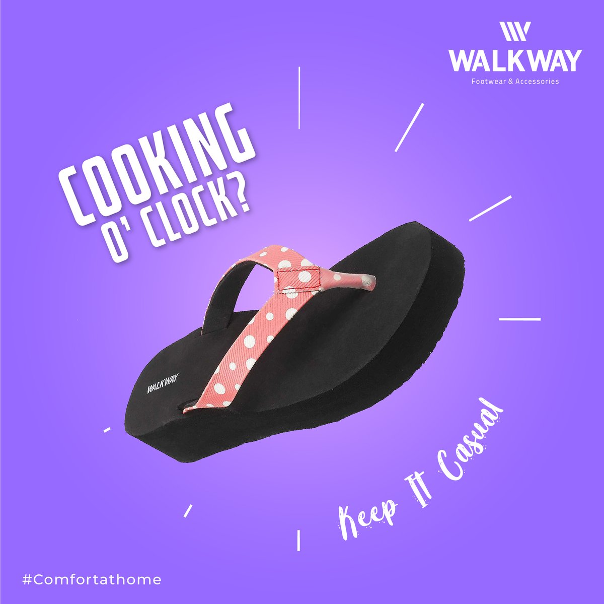 Switch on the cooking mode with ease and sheer comfort. 
To buy this pair visit :  bit.ly/3om9juS

#walkway #trendeveryday #home #chappals #casualwear #ladieschappal #trendyshoes #comfort #budgetshopping #newlook #lockdown #shopping #onlineshopping #slippers