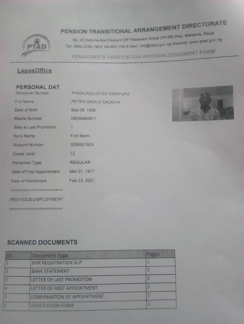 IIsovbe's tweet image. Good morning sir madam,this is my aged father's documents he has been denied his pension payments since last year july/August I plead that his document nd issues will be treated plss,,,he is sick and needs treatment,,,pls we need hismoney oooo,,he worked for it oooooooooo,,