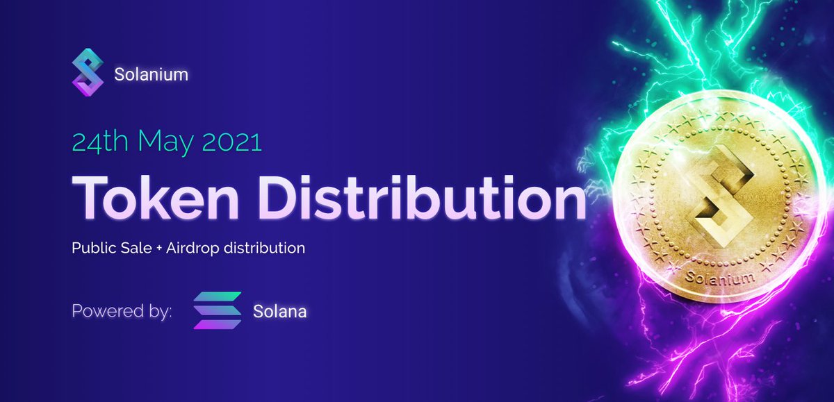 solanium_io's tweet photo. Token distribution will start today! 

We will start distributing tokens from the public sale and airdrop today. Tomorrow 25 May at 12:00PM (UTC) trading will start on @RaydiumProtocol. https://t.co/mAPWEwxiIp