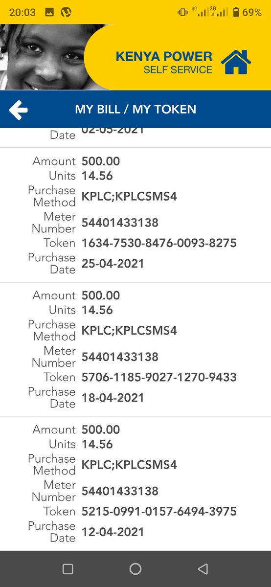 Carhlen's tweet photo. @KenyaPower Good morning,
I have an issue with my meter. Whenever I buy the token I only get half of what I have paid for.
Kindly advise on what to do.
Meter number: 54401433138 https://t.co/WQ5jJev9If