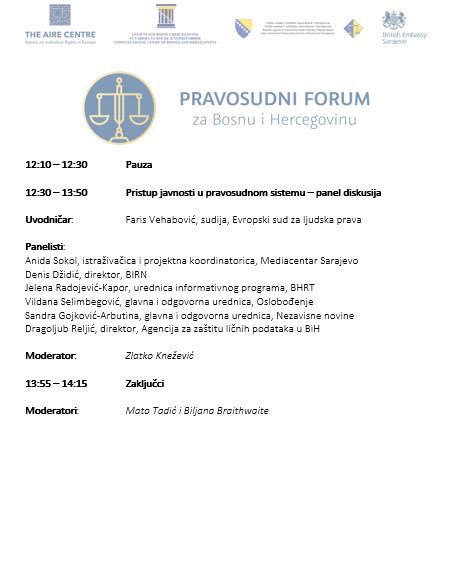 📌Sutra od 9:30 pratite Pravosudni forum za 🇧🇦 koji organizuju <a href="/airewb/">AIRE Centre Western Balkans</a> &amp; Ustavni sud 🇧🇦 u saradnji sa #VSTV i uz podršku #UK. 

Predstavnici najviših sudova, #VSTV &amp; medija govore o transparentnosti pravosudnog sistema.

📺PRATITE UŽIVO ▶️ bit.ly/3y2JAfp 1/3
