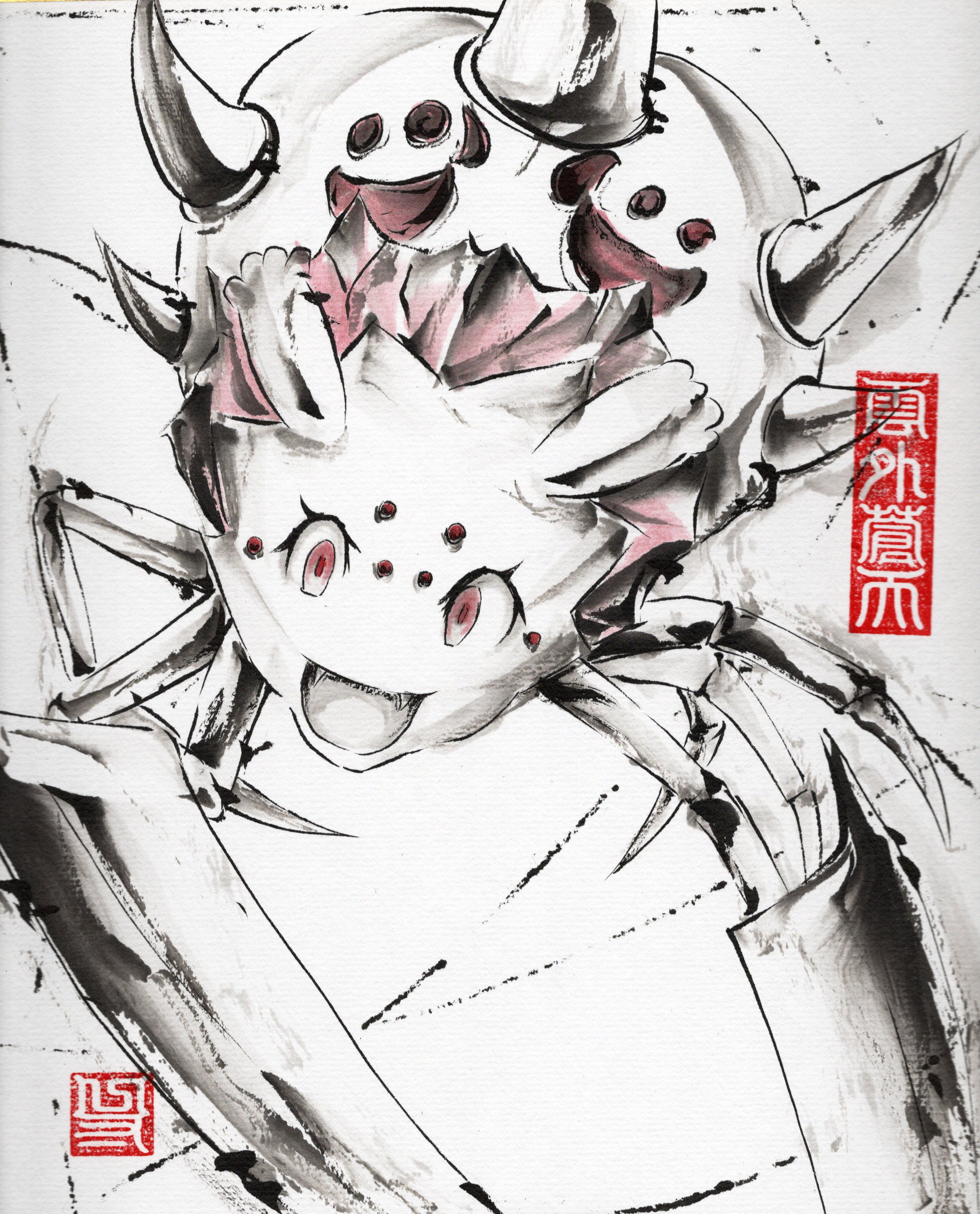 イッスン 水墨画 India Ink Painting フォロバ80 على تويتر 蜘蛛ですが なにか リアルな蜘蛛子か可愛い蜘蛛子 どっち描こうかで悩んだけど こっちの方で正解でした 可愛く描けた ｅｄ2かなり癖になります 中毒性高い ｐｉｘｉｖ T Co X8ltfty9ti
