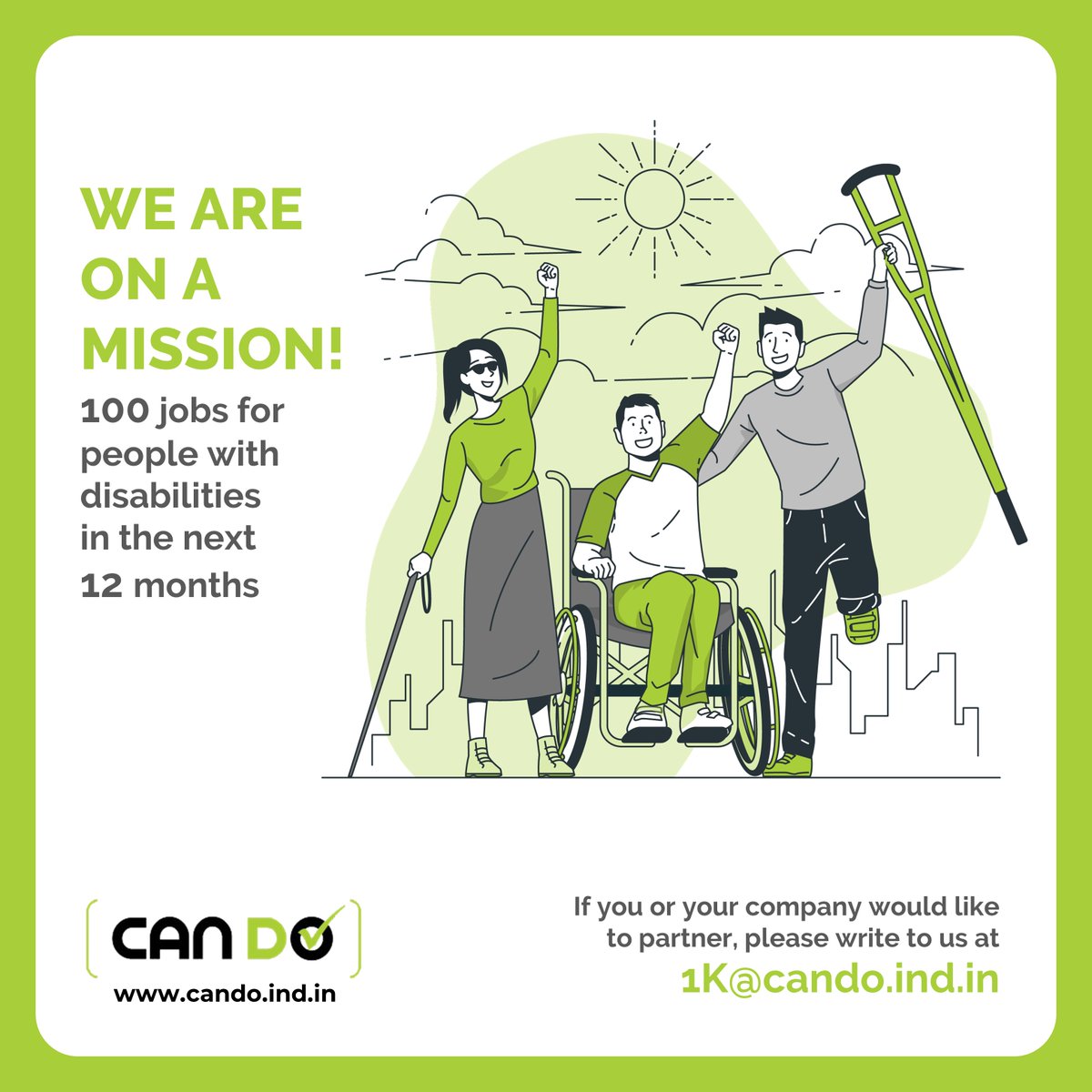 cando_india's tweet photo. We upskill and employ the people with disabilities. #CanDoindia #SupportCanDo #CanDoinitiative #CanDoservices #Sharethispost #Togetherwecando #CanDofordisability #CanDoForPwD #CanDoEmployingpwd #Rightsofpwd #Disabilityinclusion #Jobhiringindia https://t.co/yz7z9WPpGv