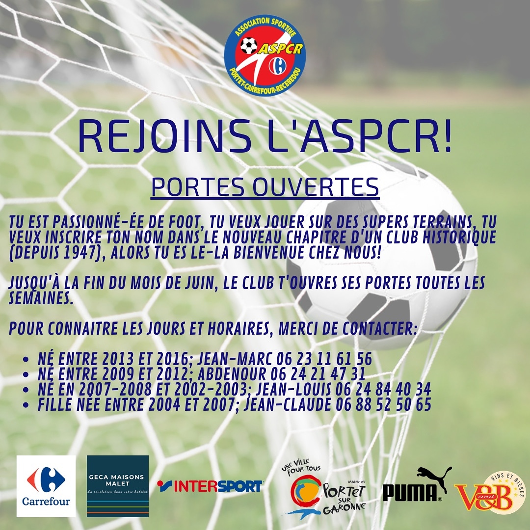 CrPortet's tweet photo. L'ASPCR ouvre ses portes !

Rejoins-nous !

#asportetcr #football #portetsurgaronne #portesouvertes https://t.co/1p43bgz3tX
