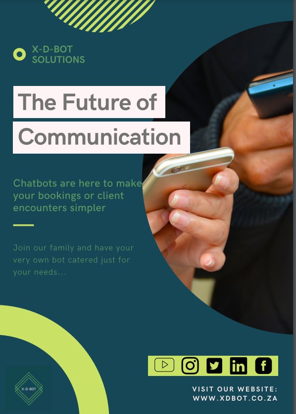 NoApp_za's tweet photo. Let us help you with your communication skills...
#xdbot #chatbots #chatbotdevelopment #innovation #whatsapp #whatsappsolutions https://t.co/laiYBAiCWs