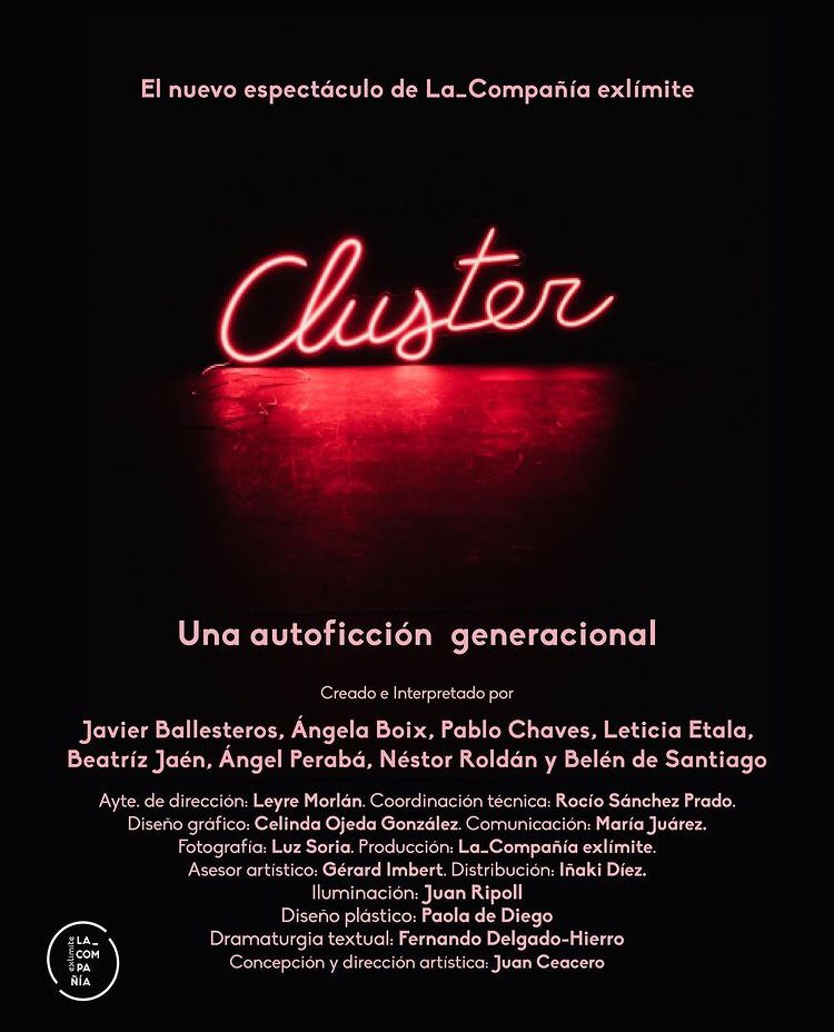 EMPIEZA LA RECTA FINAL!!!  3 días... 3 ultimas oportunidades para poder ver #Cluster en <a href="/exlimite/">exlímite</a>.

Miércoles 26, sábado 29 y domingo 30 a las 18h. Puedes reservar tus entradas en nuestra página web o en 📩 reservas@exlimite.com