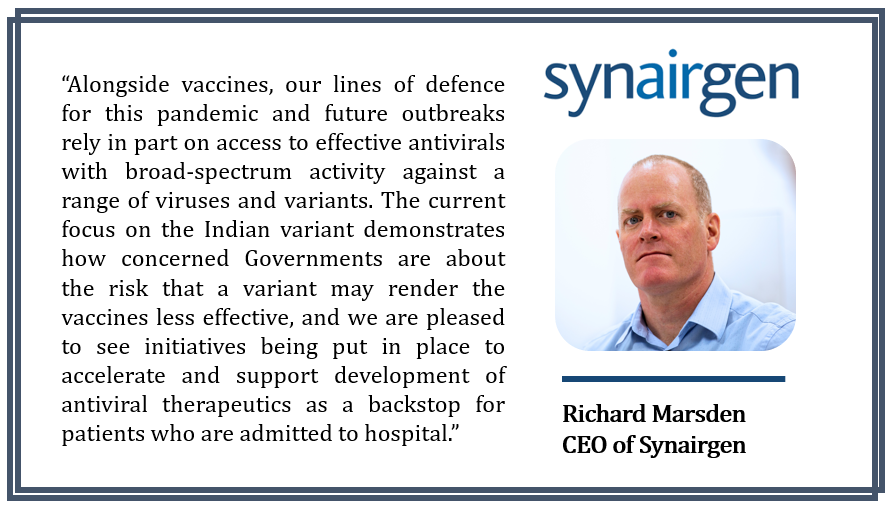 Synairgenplc's tweet photo. Today we announced results from #invitro studies showing the antiviral activity of #SNG001 against two SARS-CoV-2 #variants, the ‘UK’ or ‘Kent’ variant and ‘South African’ variant.

See the press release for full results of the studies: https://t.co/1E15dxTbOx https://t.co/0BHkrl51FR