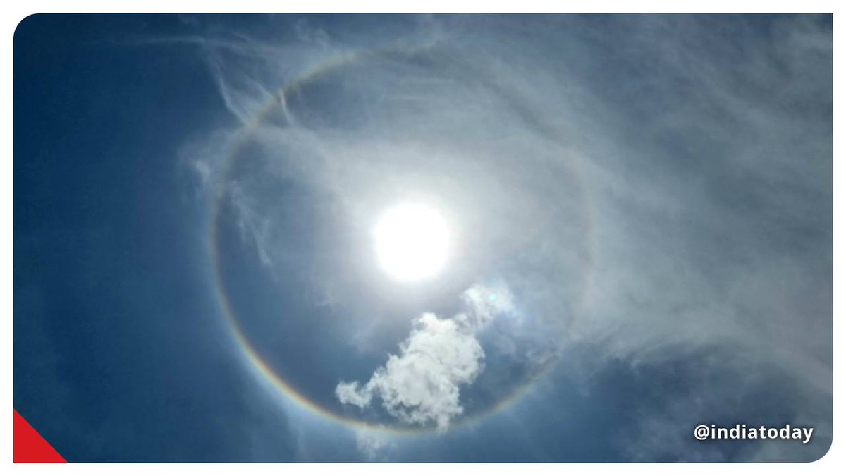IndiaToday's tweet photo. Bengaluru witnesses 'Sun Halo'

A 22-degree halo is an optical phenomenon that belongs to the family of ice-crystal halos. 

(Pic courtesy: @ShivamurthyGG)

#Halo #Sun #Bengaluru #ITSlideshow https://t.co/jLtnDHPahK