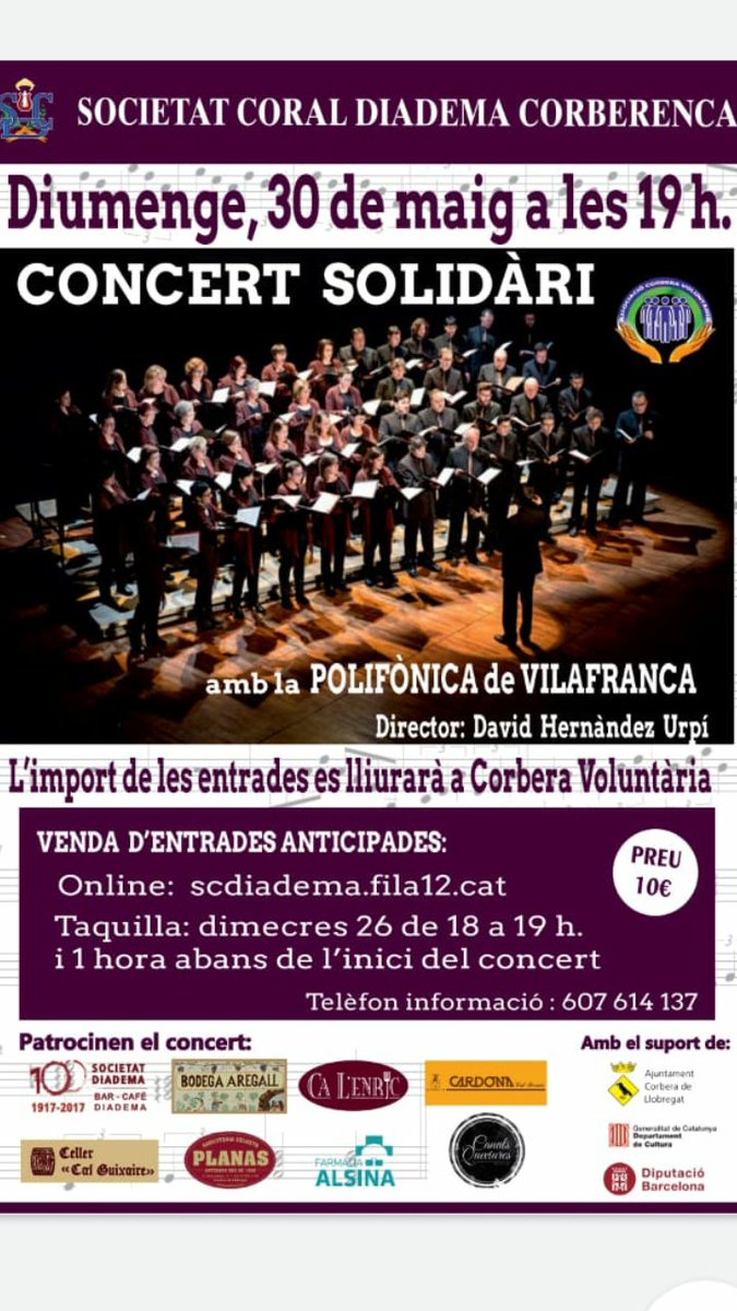 CVoluntaria's tweet photo. Diumenge 30 de maig a la sala Diadema, us hi esperem!!! https://t.co/dyZQ5i3vgj