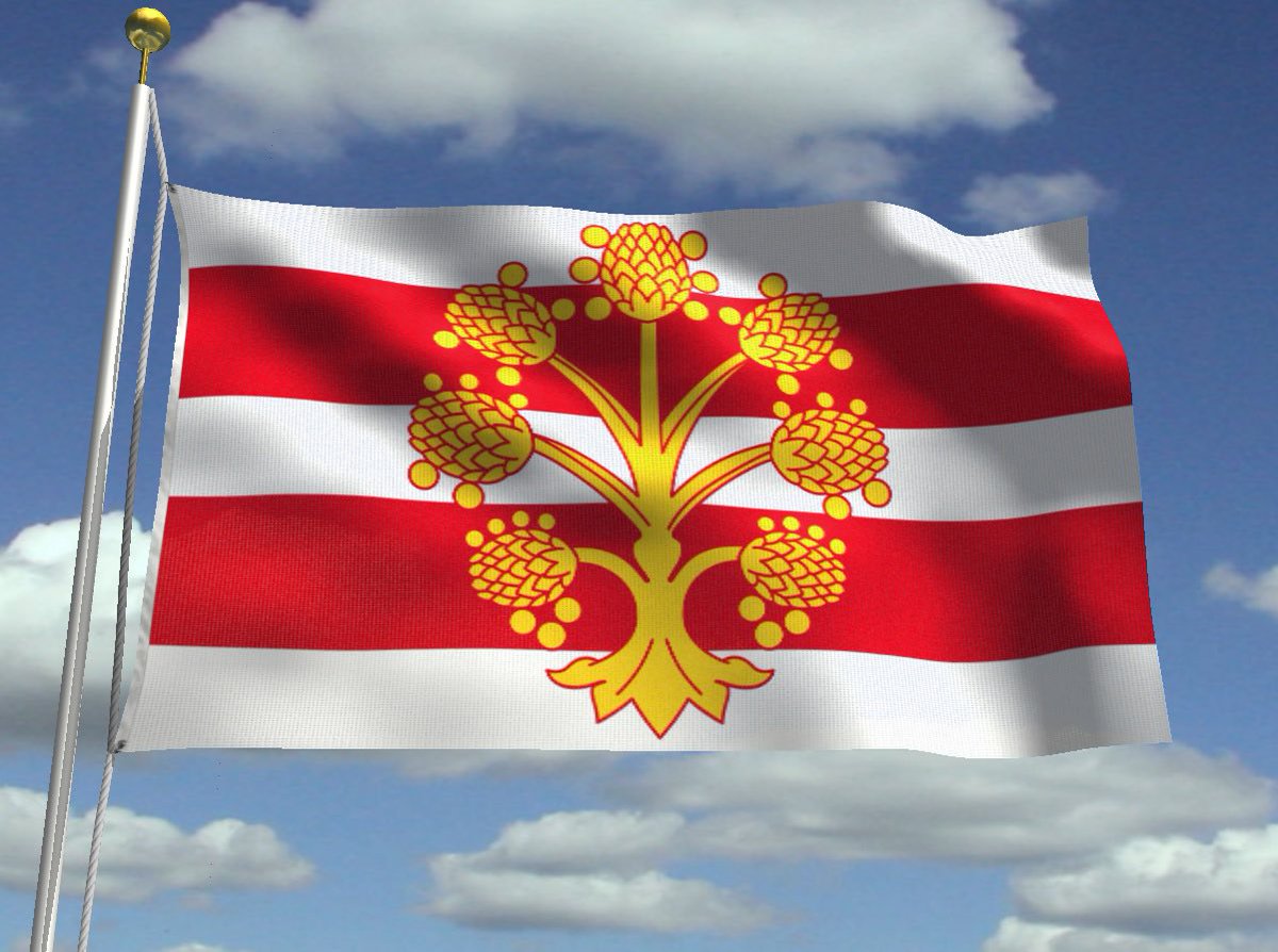RealWestmorland's tweet photo. The Westmorland flag is the flag of the historic county of #Westmorland.

The 2 red bars on the flag are from the arms of the de Lancaster family, Barons of Kendal.

The stylised apple tree is from the 13th-century seal of the Borough of Appleby.

#HistoricCounties | #CountyFlags https://t.co/uog1NBg7yY