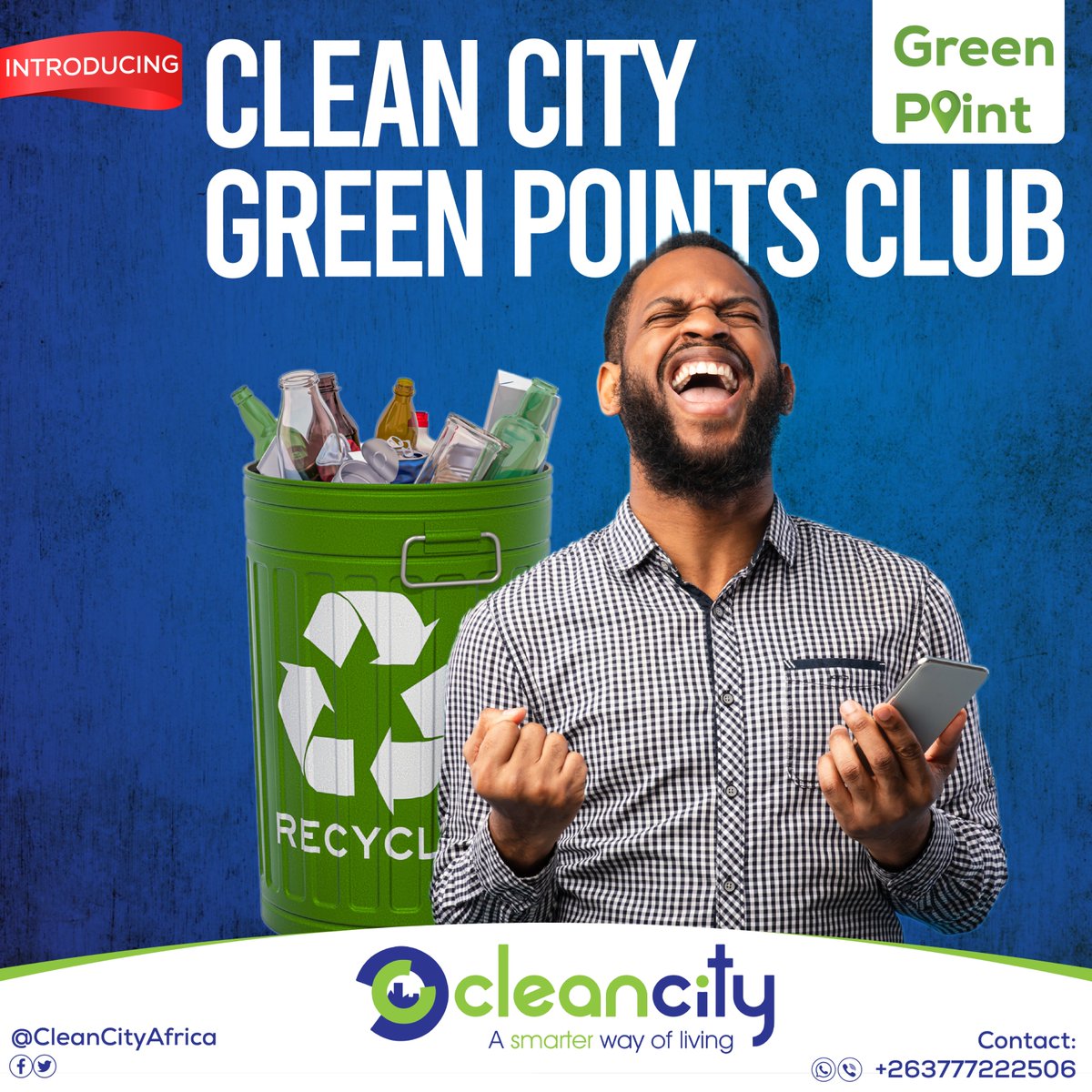 CleanCityAfrica's tweet photo. Do you want your corporate to become a Clean City Green Point Club member? It's easy, just contact 0777222506, get your waste collected by Clean City and automatically become a member. #CleanCityAfrica #GreenPoint https://t.co/uE1qyDpfMU