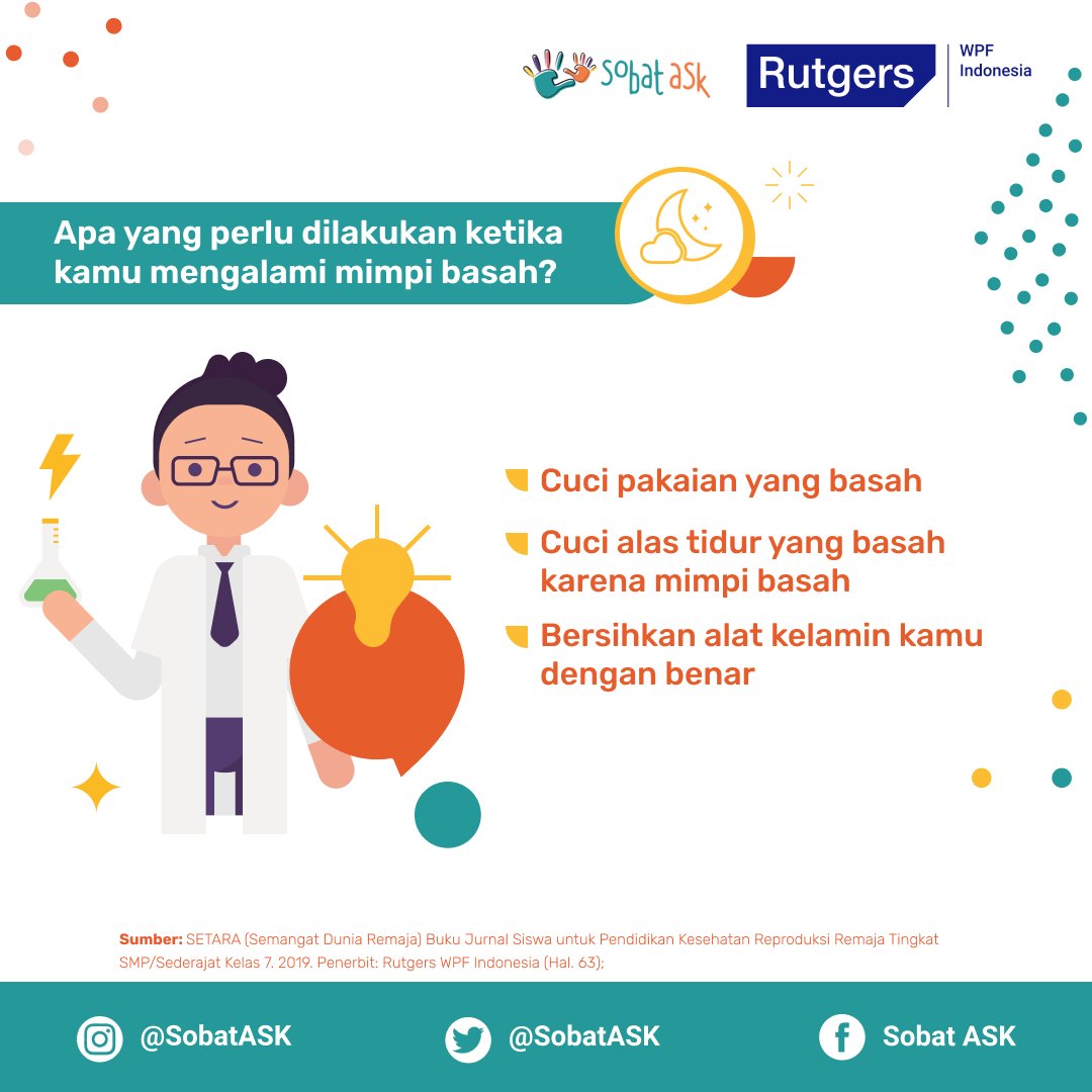 Mimpi basah? Normal ga ya? Tentu aja normal dong, Sob! Tiap remaja laki-laki pasti mengalami peristiwa ini kok! Trus apa yang harus kamu lakukan jika mengalami mimpi basah? Simak postingan kali ini ya

#mimpibasah #reproduksi #masaremaja #pubertas #masapuber #puber