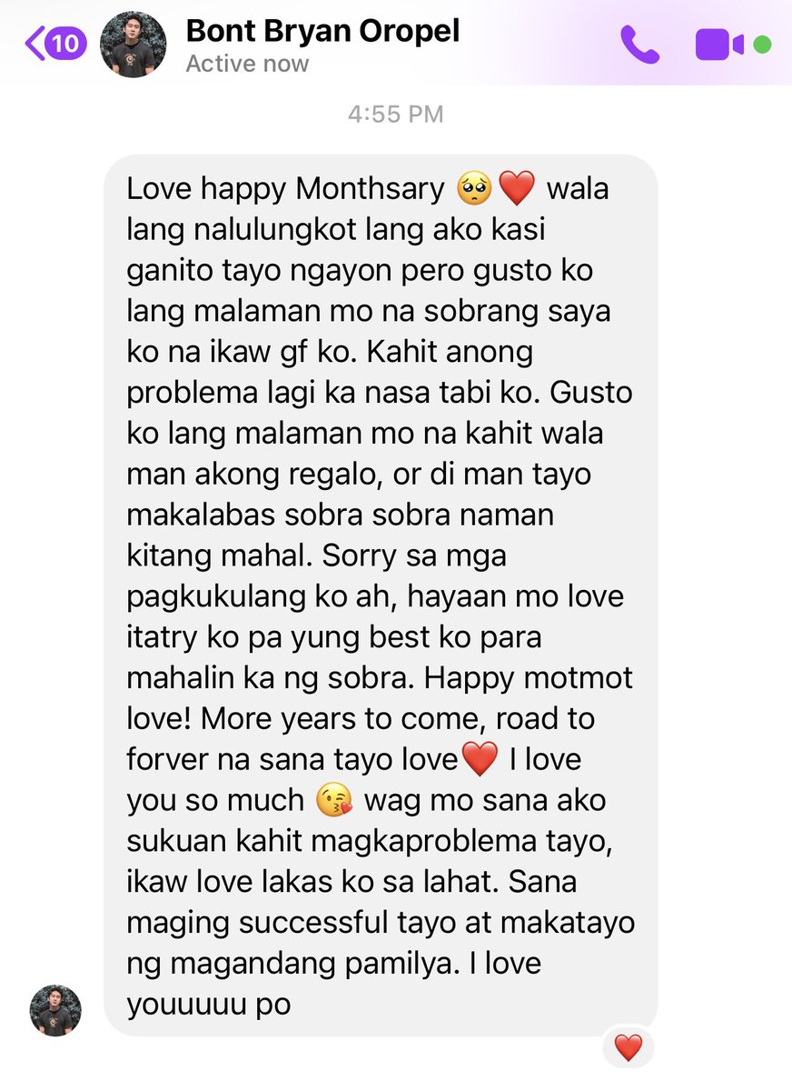 BaninayBautista's tweet photo. Grabe 😭 Kahit sobra sobrang dami mong iniisip ngayon, nagawa mo pa din akong mapasaya. 🥺 Malalampasan din natin lahat to!! 💪🏼 I love you love!! Sarap basahin ng paulit ulit. ❤️ @bont_bryan https://t.co/0dmUyNANuV