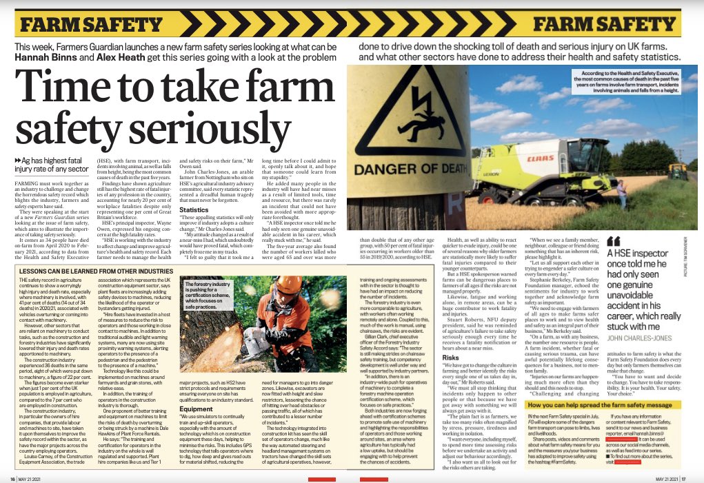 HannahBinns_'s tweet image. Introducing @FarmersGuardian new informative series ... Farm Safety. 

In this series, we will be looking at what can be done to drive down the shocking toll of death and serious injury on UK farms. 

fginsight.com/news/news/farm…

#FarmSafety