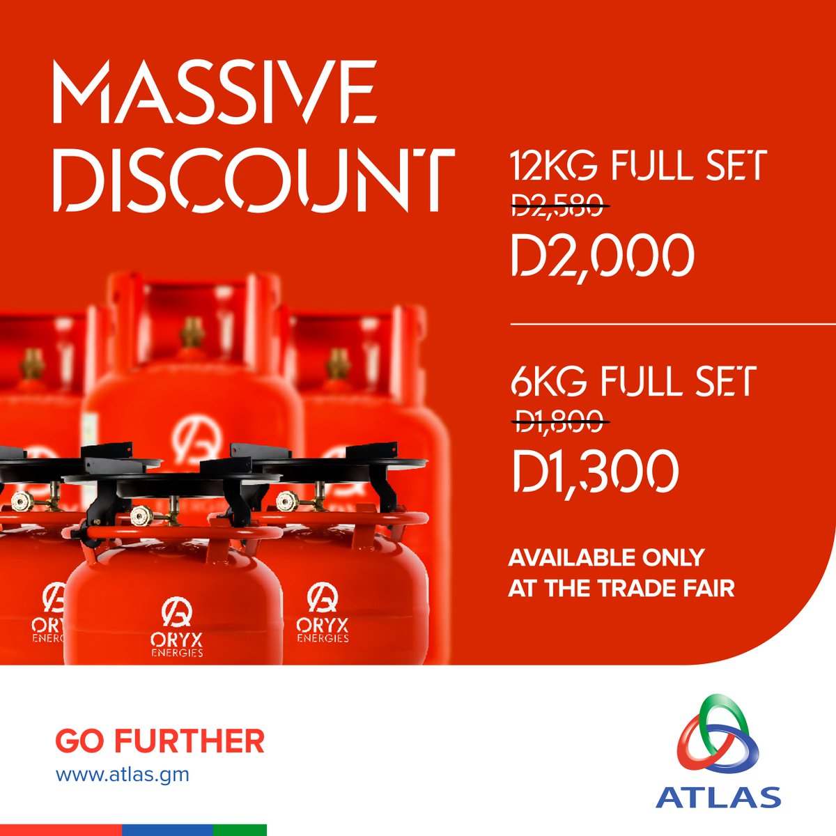 Visit us at the GCCI International Trade Fair and buy Oryx Gas at a massive discount. 

#gofurther #gambia #atlasenergy #fekamatradefair