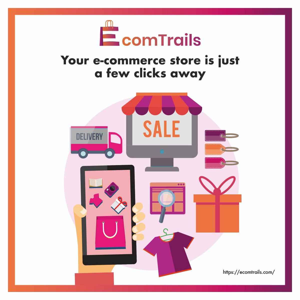 EcomTrails's tweet photo. Online selling is made easy. Sell your products on finger tips and grow your business exponentially only on EcomTrails.
Visit https://t.co/s5yw5RIfkK to know more. 

#ecomtrails #onlinebusinesses #sell #sellonline #goonline #onlineseller https://t.co/6xX9DndyiP