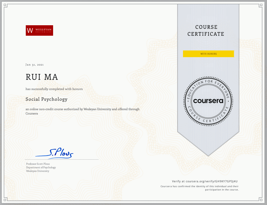 CLass Central Certificate 