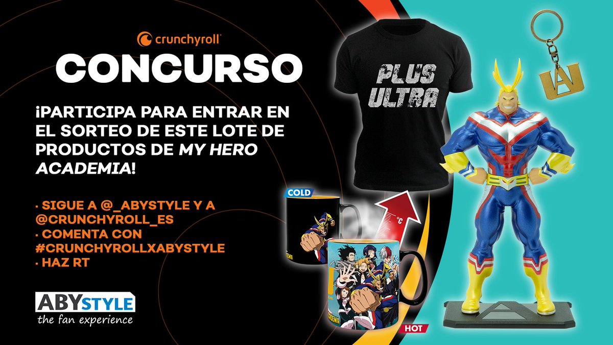 crunchyroll_es's tweet photo. ✨#SORTEO✨
Ahora puedes llevarte este increíble lote de #MyHeroAcademia gracias a @_ABYstyle , más una suscripción al servicio Premium de Crunchyroll.

Para participar:

▪Sigue a @Crunchyroll_es y @_ABYstyle
▪Comenta con el hashtag #CrunchyrollxABYstyle
▪Haz RT https://t.co/8Pd19eaKpP
