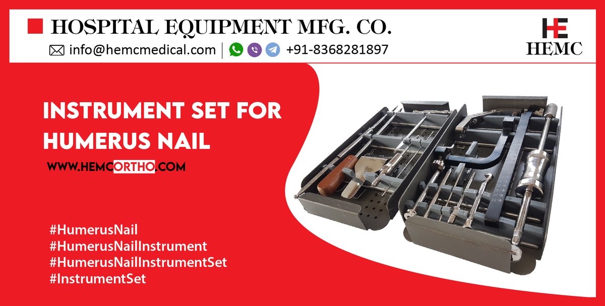 HemcOrtho's tweet photo. Instrument Set for Humerus Nail
https://t.co/bU7j2JQZUD
#HumerusNail
#HumerusNailInstrument
#HumerusNailInstrumentSet
#InstrumentSet
#InstrumentSetforHumerusNailCannulated
#HEMCMedical
#HEMCOrtho
#HEMCIndia https://t.co/0rItZZG5ng
