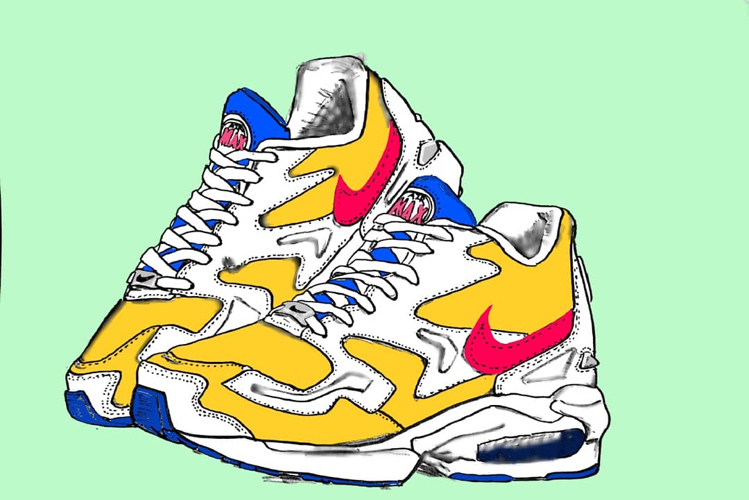 ドヤツエ スニーカーぬり絵に生きた証を刻む ダッドシューズみたいになっちゃいました ナイキ スニーカーイラスト エアマックス2ライト スニーカー スニーカー好きな人と繋がりたい Nike Airmax2light ぬり絵 塗り絵 絵描きさんと繋がりたい 筆